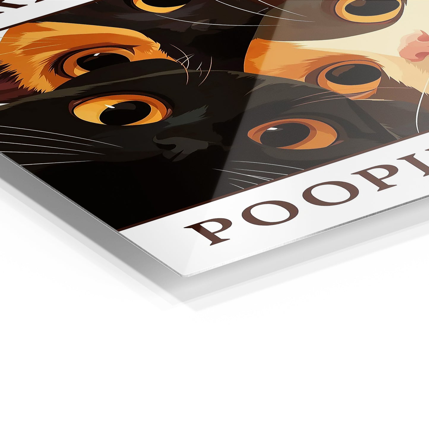 Are You Pooping Cat metal wall art in a modern interior