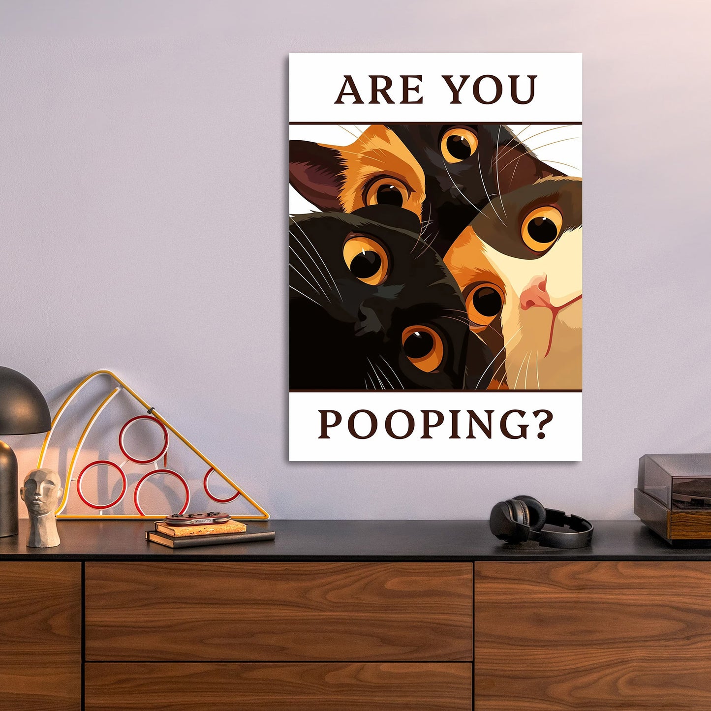 Are You Pooping Cat metal poster size comparison
