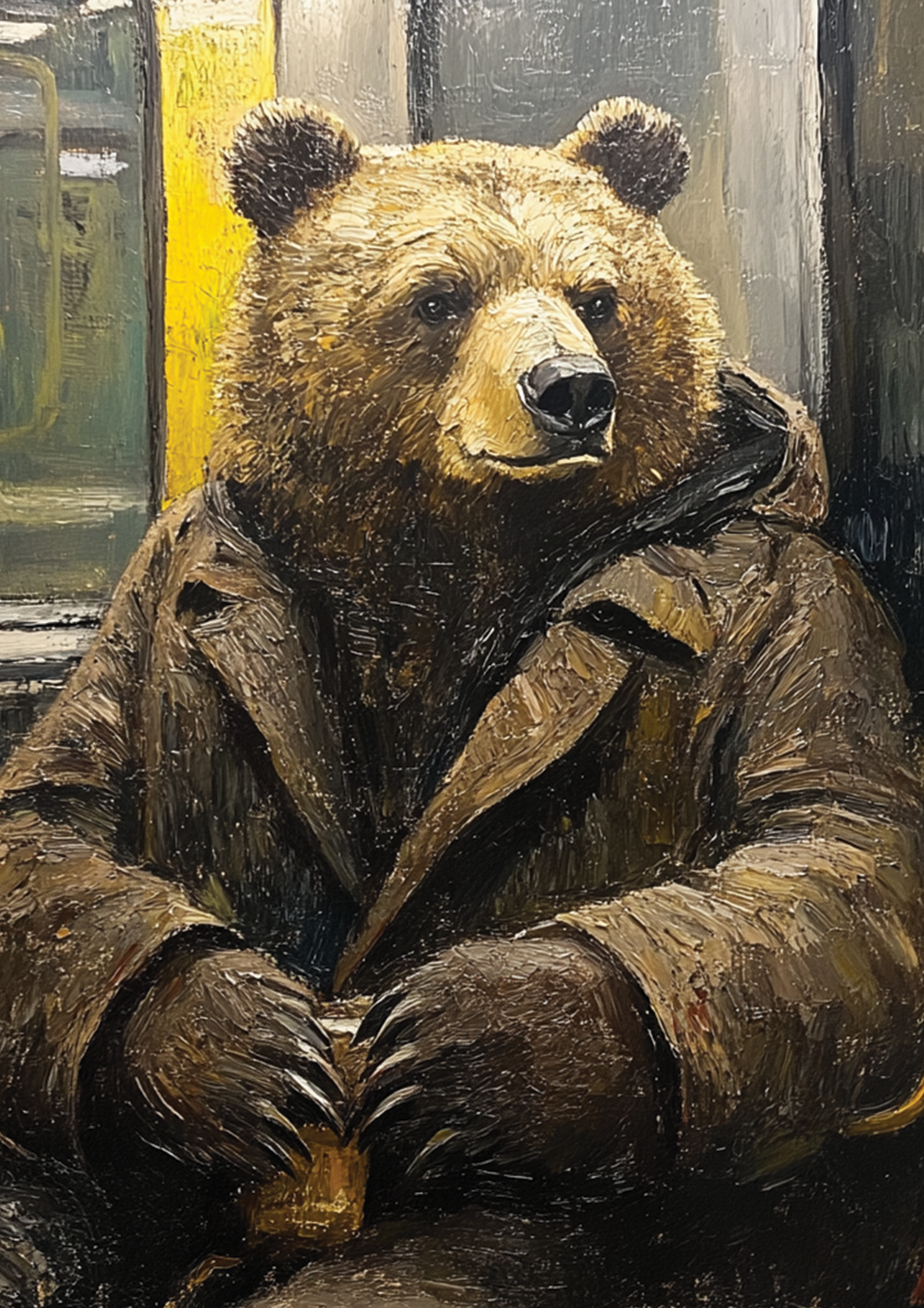 Bear Riding Subway 2 metal poster artwork