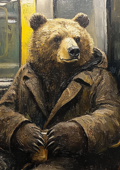 Bear Riding Subway 2 metal poster artwork