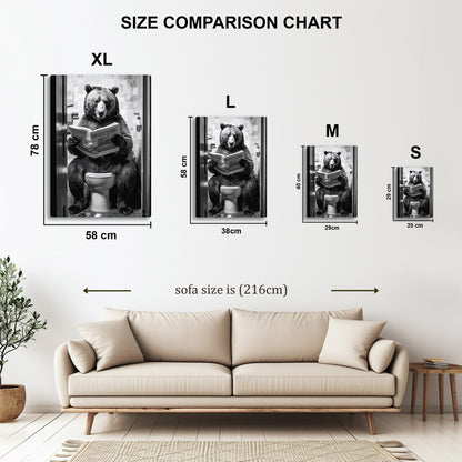 Bear on the Toilet metal wall art in styled room setting