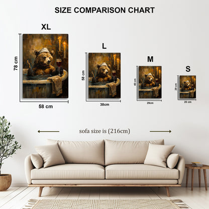 Bear in the Bath metal wall art in styled room setting
