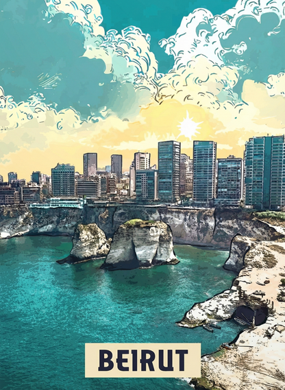 Beirut Raouche metal poster artwork