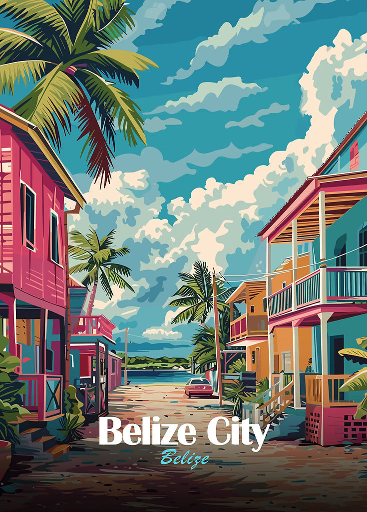 Belize City Travel Poster metal poster artwork