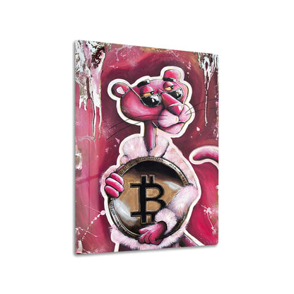 Bitcoin Panther metal poster on living room wall