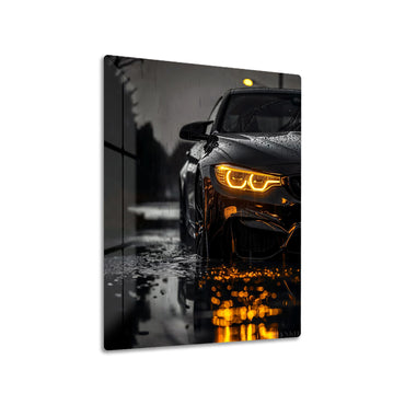 Black BMW in Rain