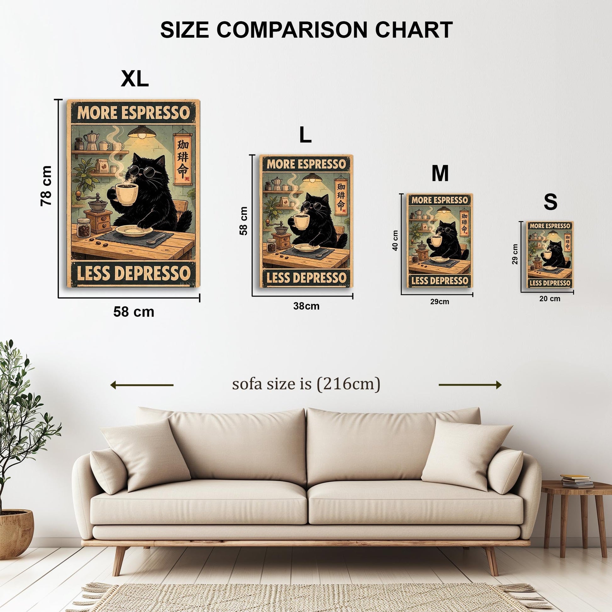 Black Cat Drinking Espresso metal poster