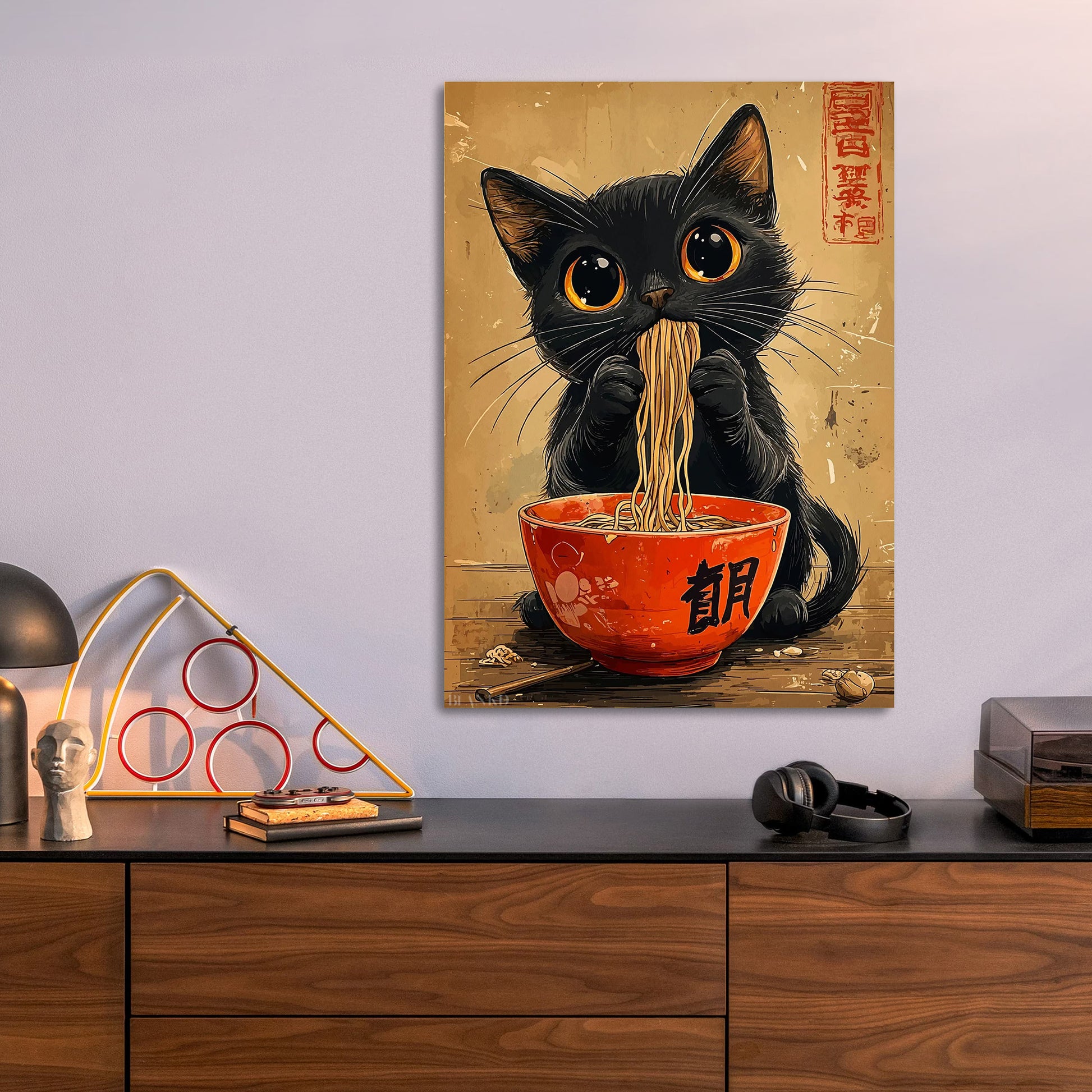 Black Cat Ramen metal poster size comparison