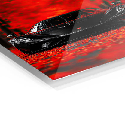 Black Koenigsegg in Autumn metal wall art in a modern interior