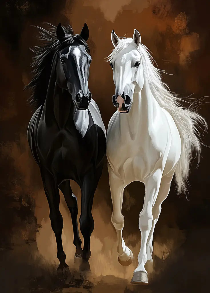 Black & White Horses metal poster artwork