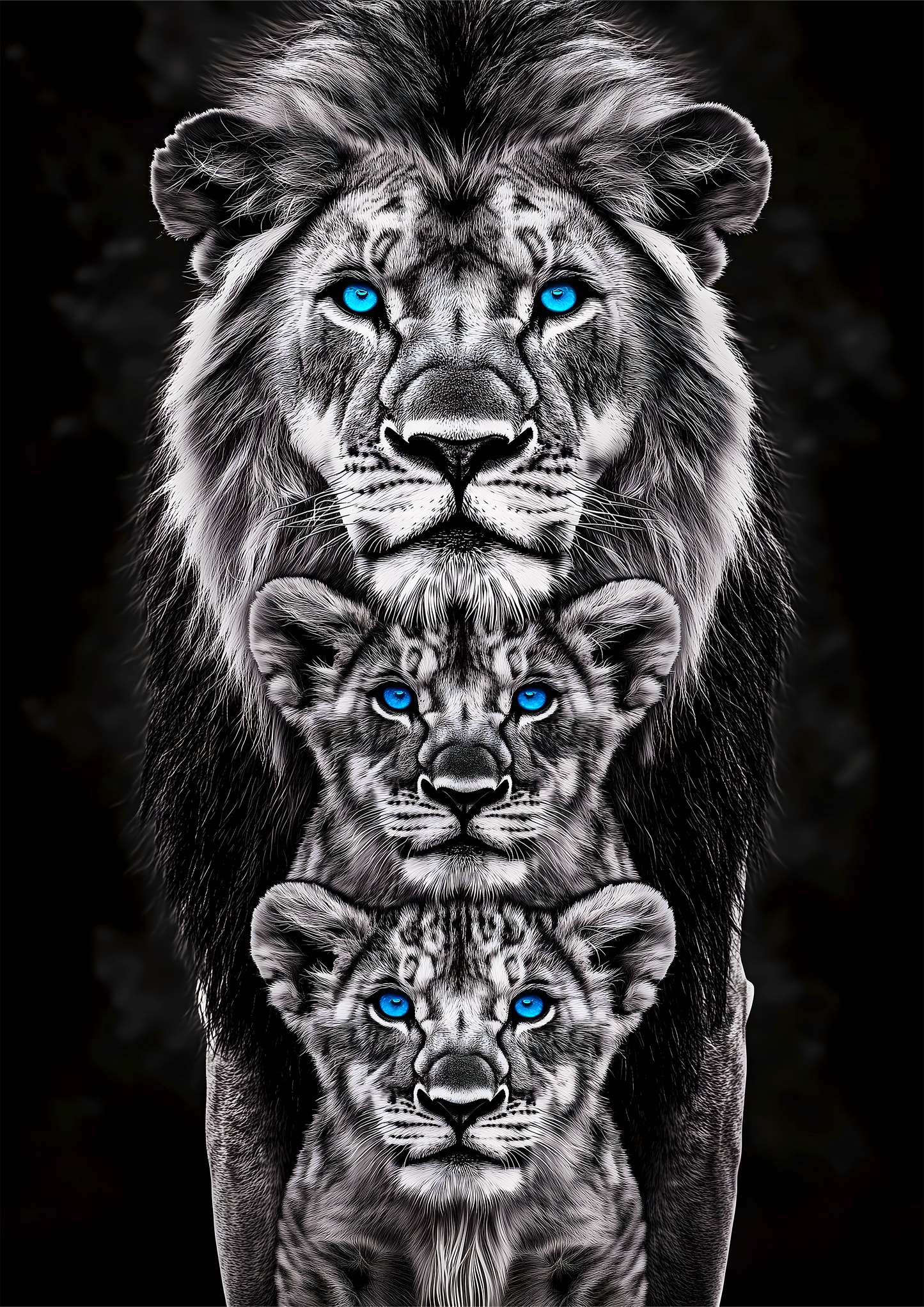 Black and White Lion metal poster artwork