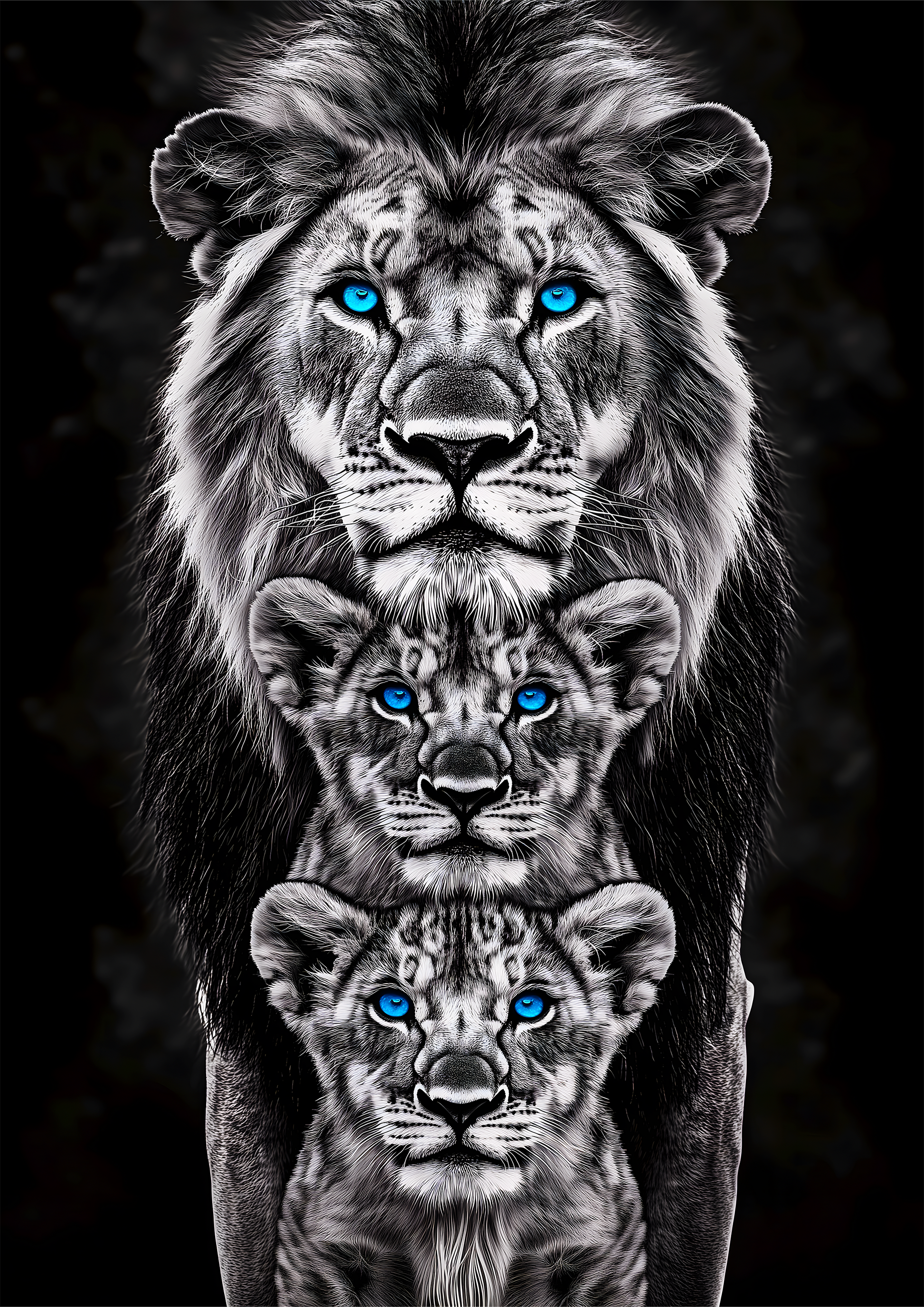 Black and White Lion metal poster artwork