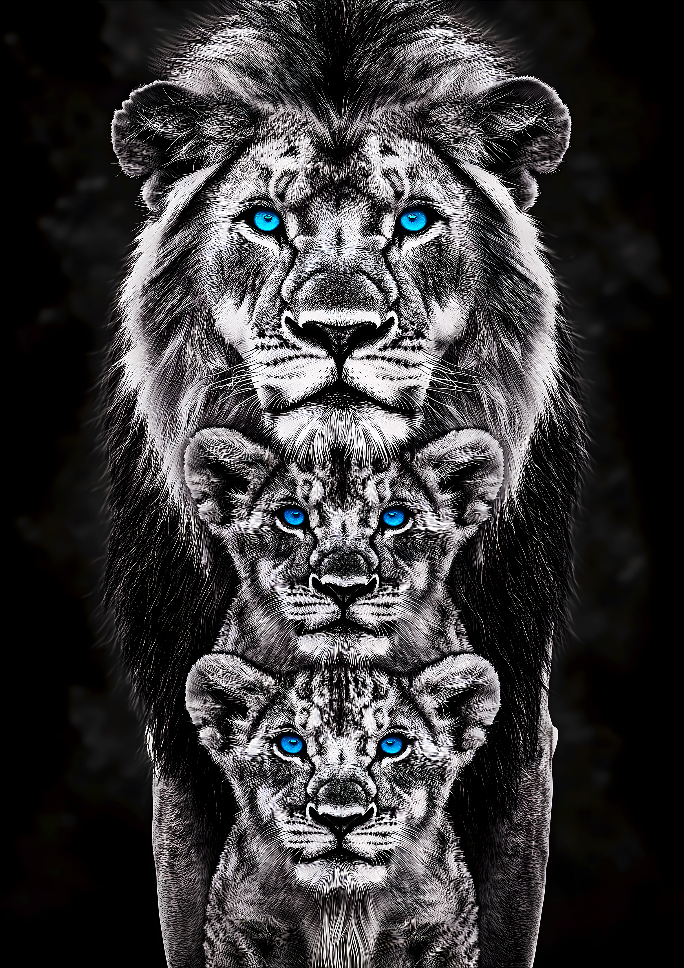 Black and White Lion metal poster artwork