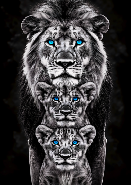 Black and White Lion metal poster artwork