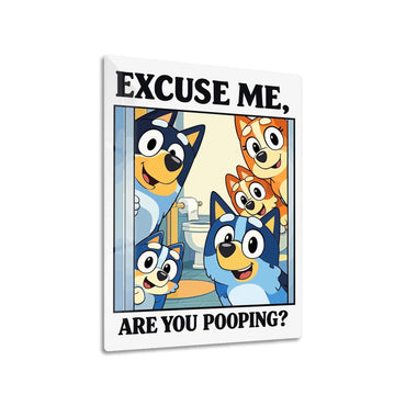 Bluey Family in Bathroom metal poster