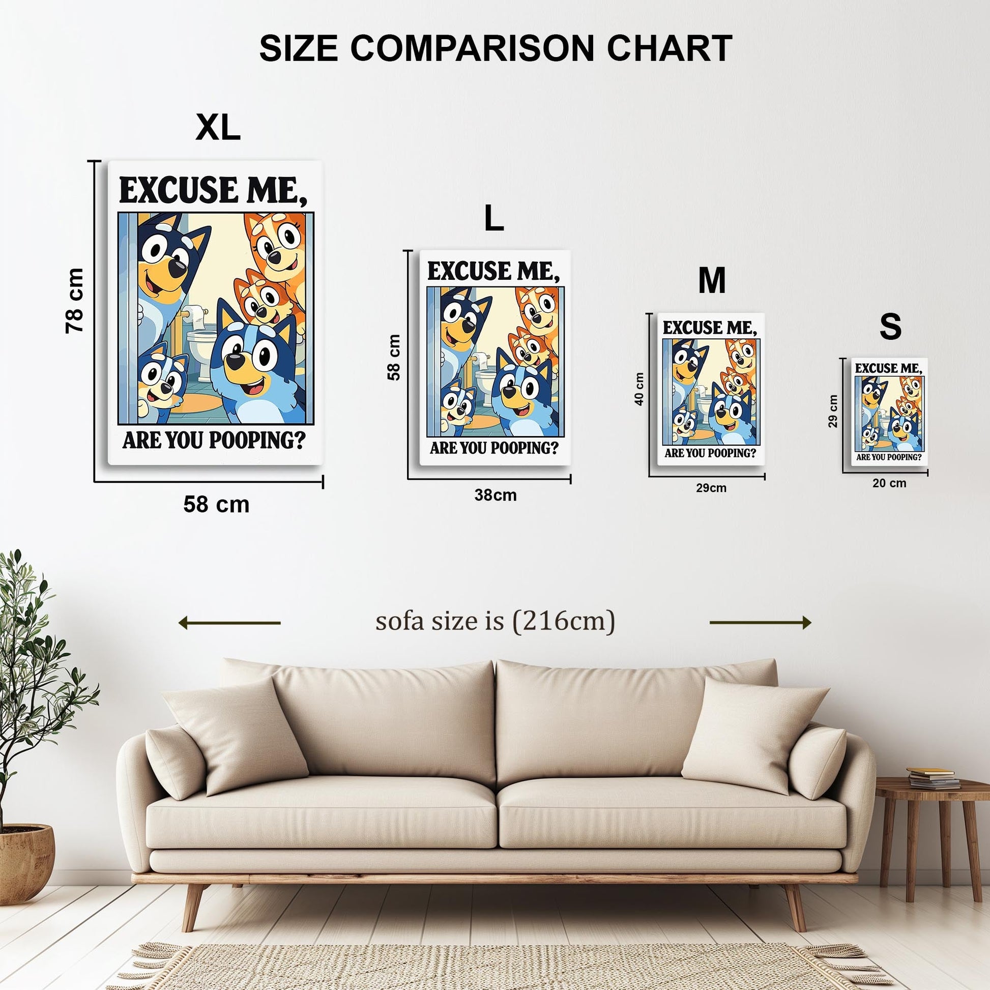 Bluey Family in Bathroom metal poster