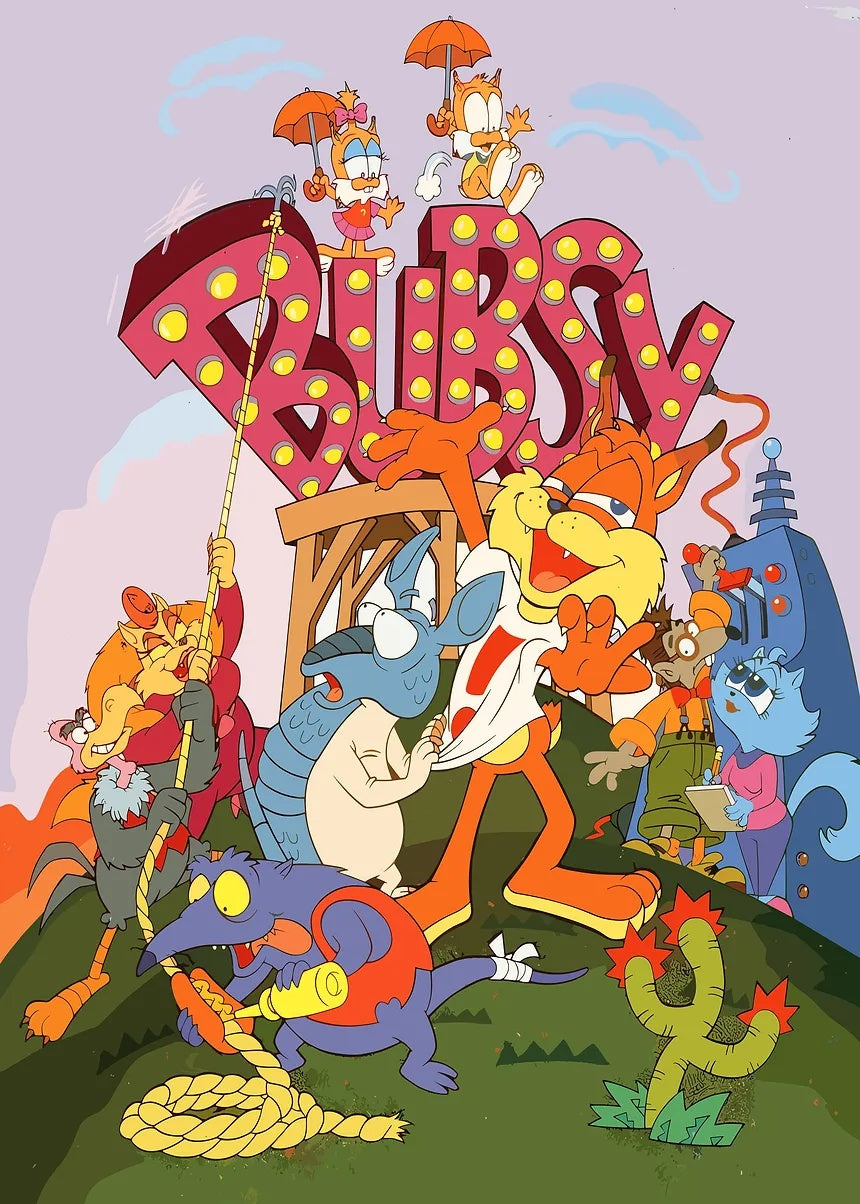 Bubsy Characters metal wall art