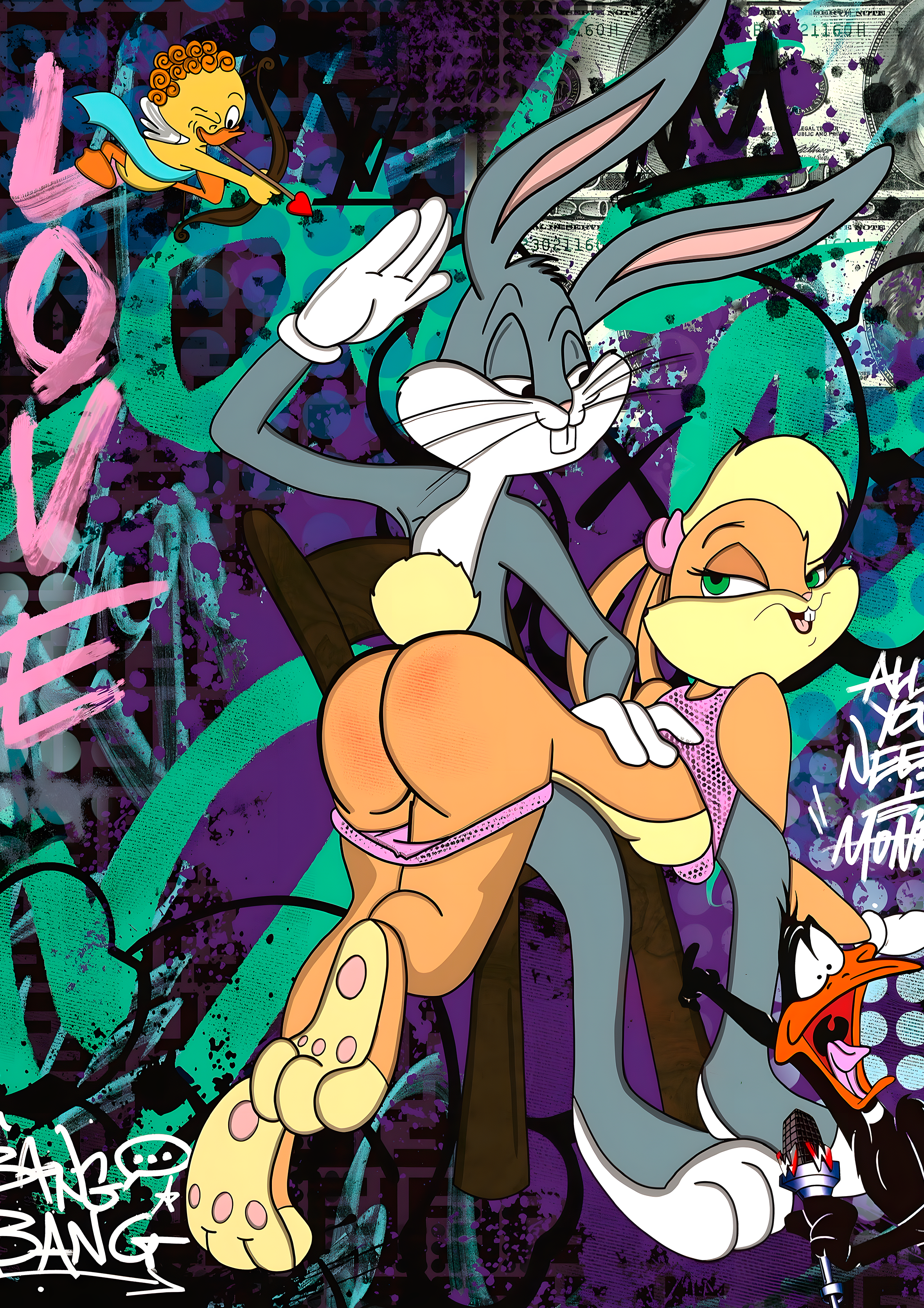 Buggs & Lola Bunny metal poster artwork