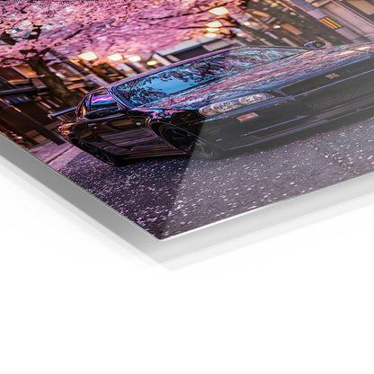 Nissan GT-R R34 Blossoms metal wall art in a modern interior