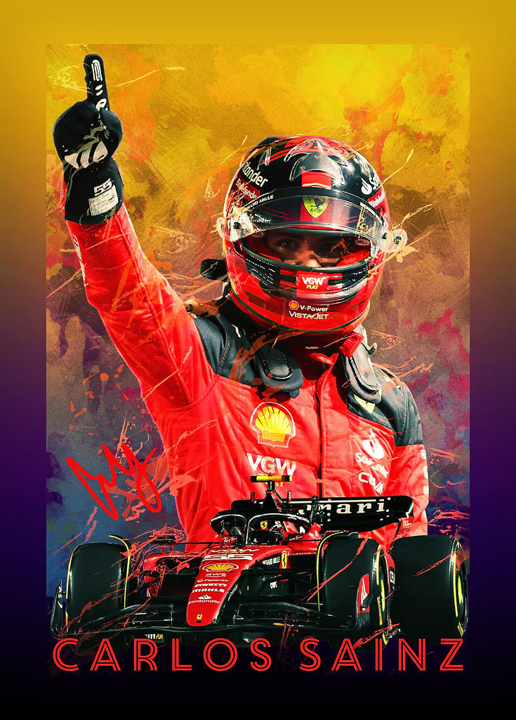 Carlos Sainz metal poster artwork