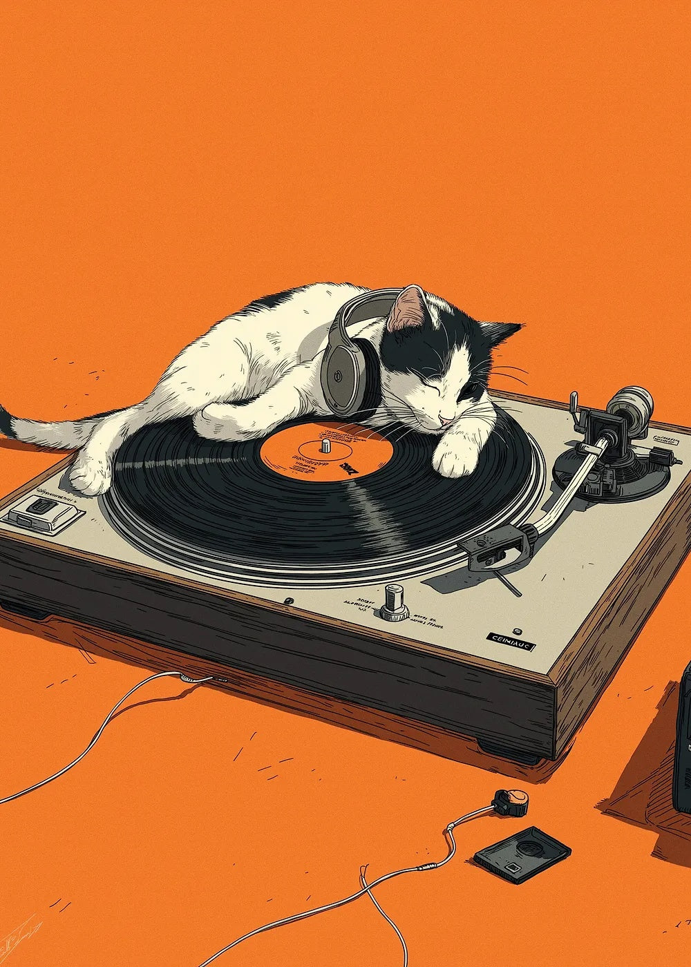 Turntable Cat metal poster artwork