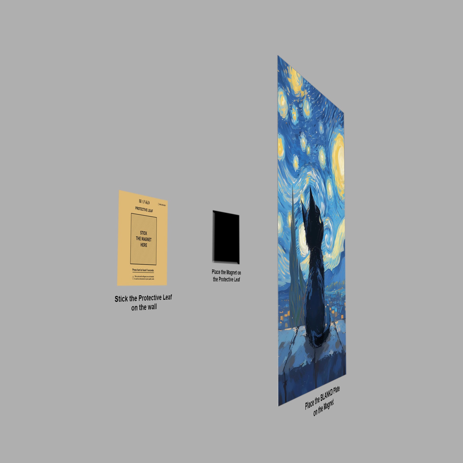 Cat Under Starry Night poster close-up detail