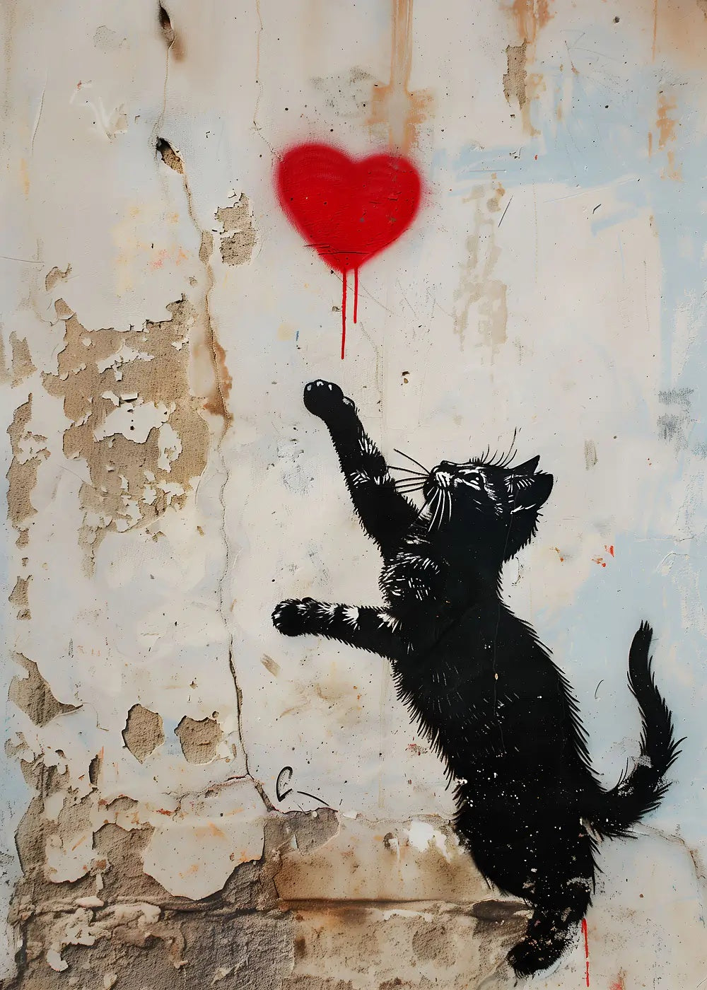 Cat and Heart metal poster artwork