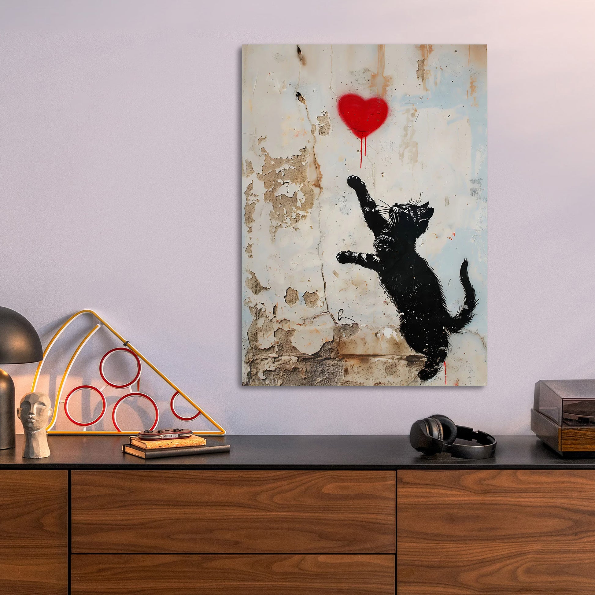 Cat and Heart metal poster size comparison
