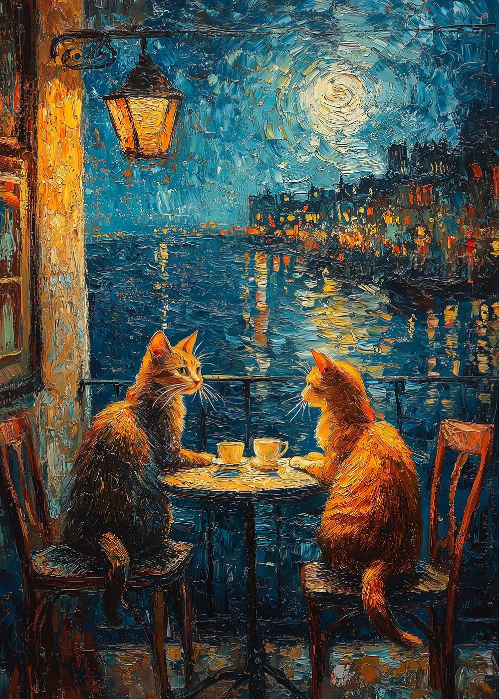 Cats Coffee Date metal poster artwork