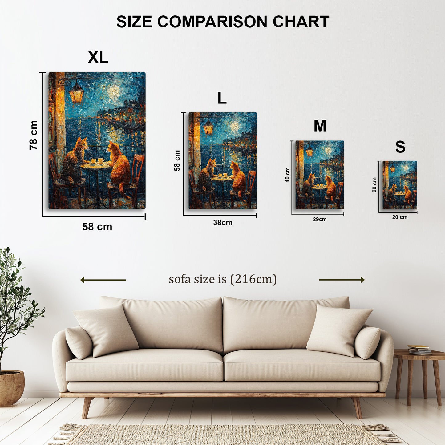 Cats Coffee Date metal wall art in styled room setting