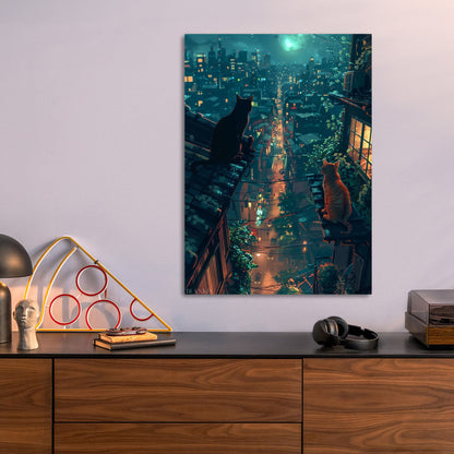 Cats on the Rooftop metal poster size comparison