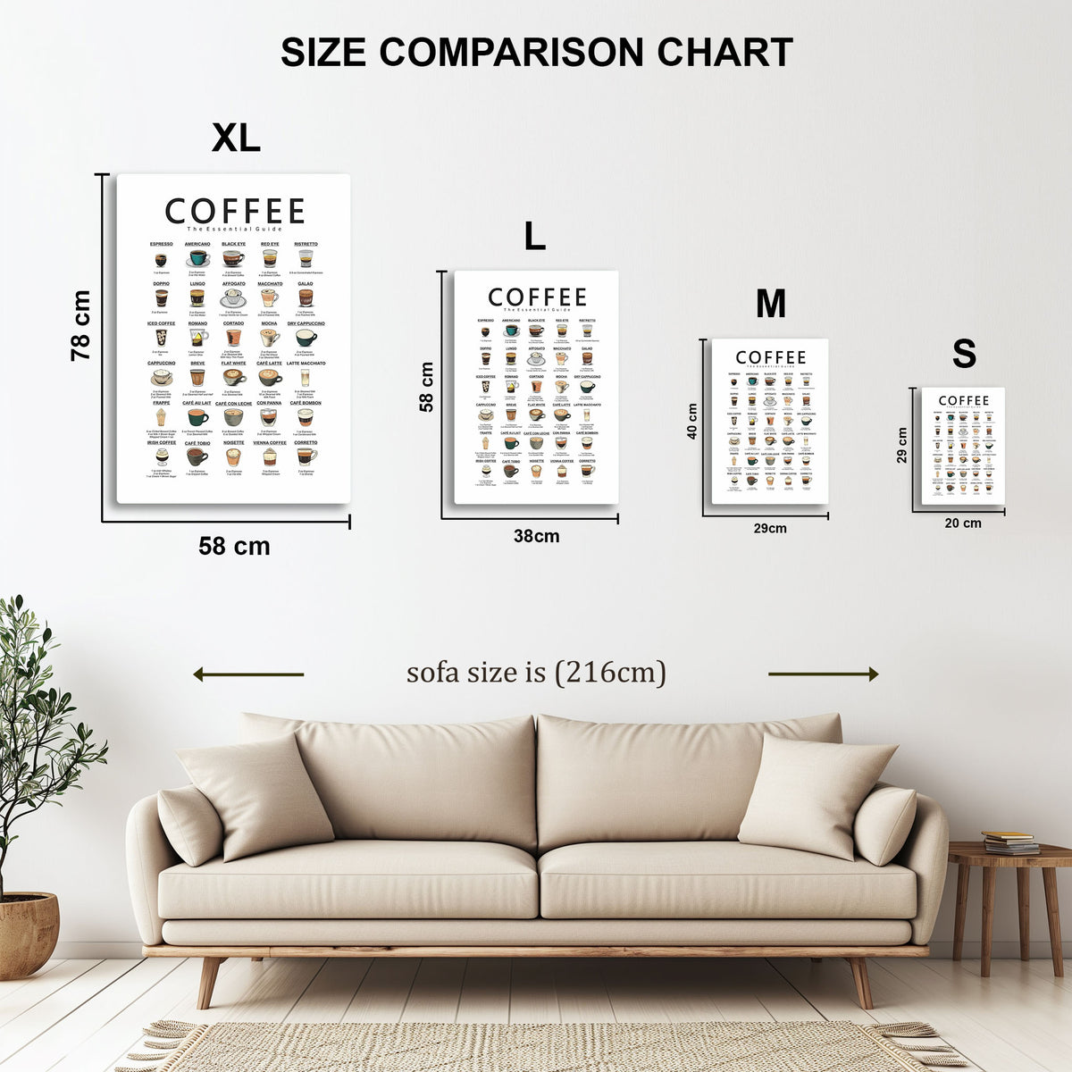 Vintage Coffee Guide metal wall art in styled room setting
