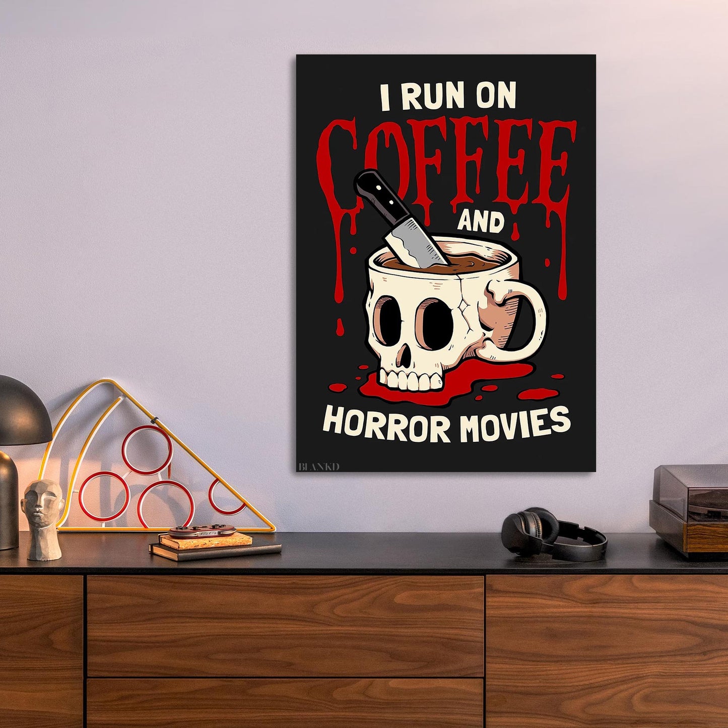 Coffee and Horror Movies metal poster