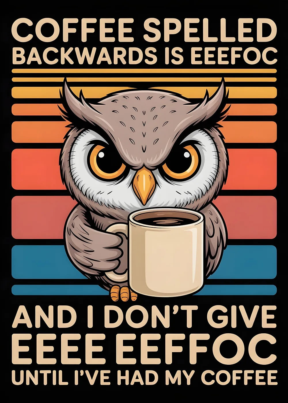 Coffee Owl metal poster artwork