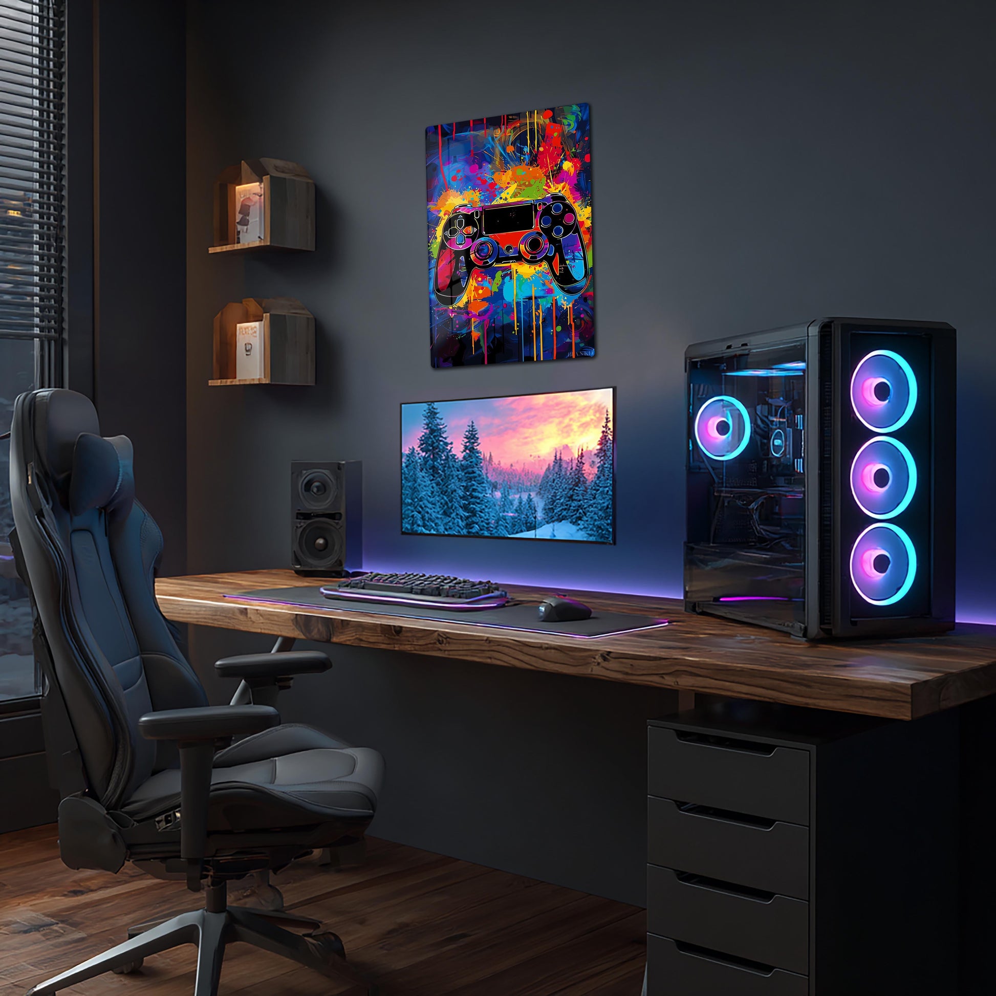 Colorful Gaming Controller metal poster