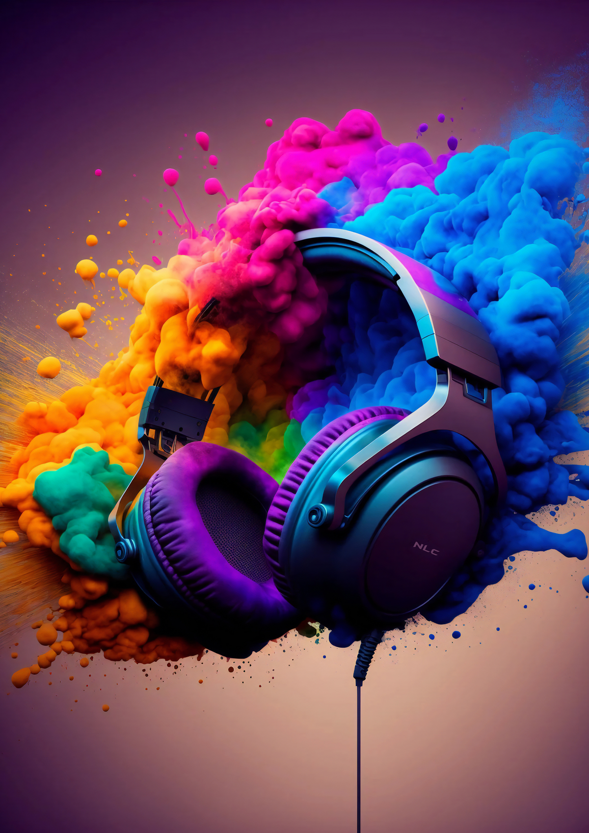 Colorful Headphones metal wall art