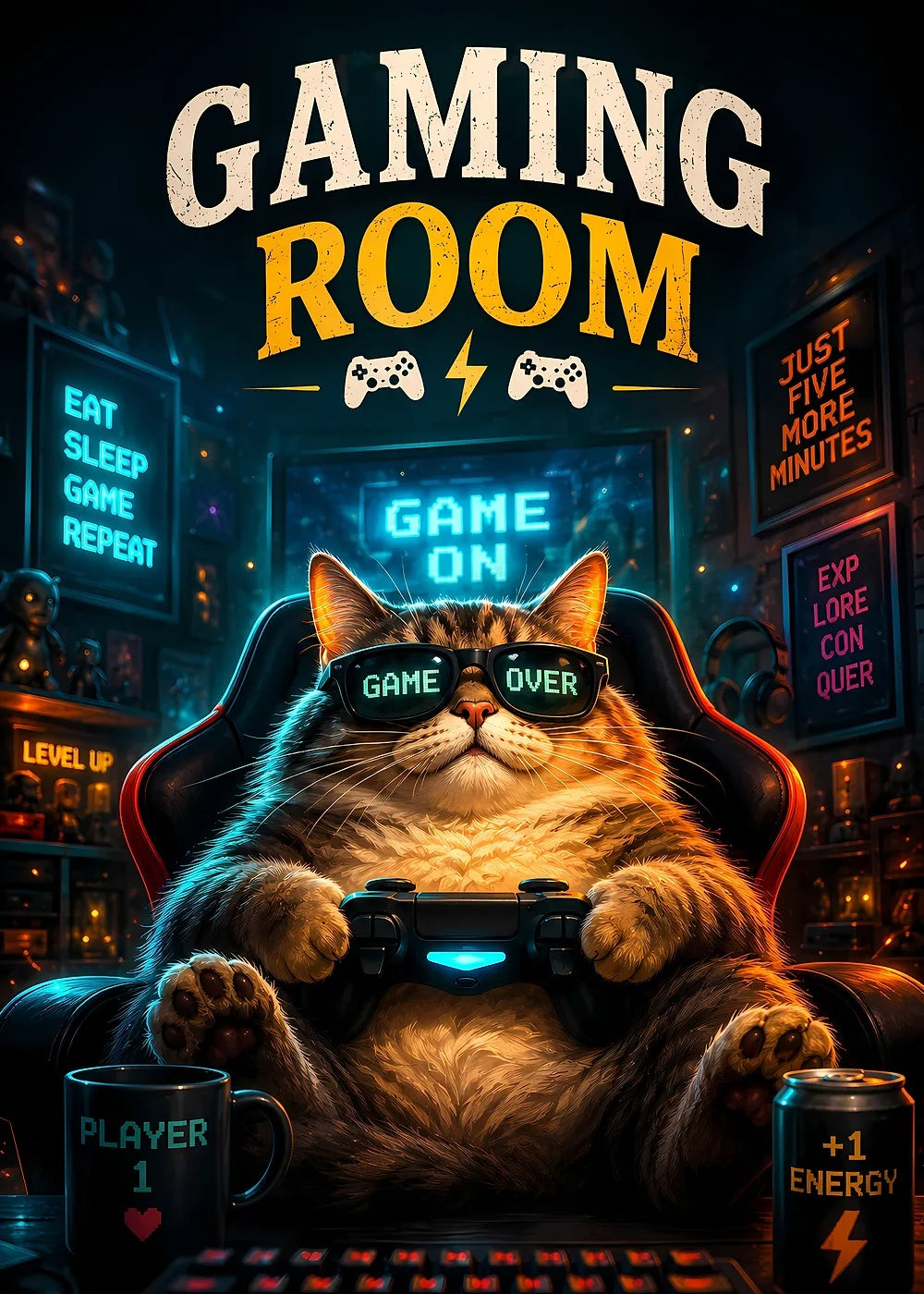 Gaming Cat 2 metal poster artwork