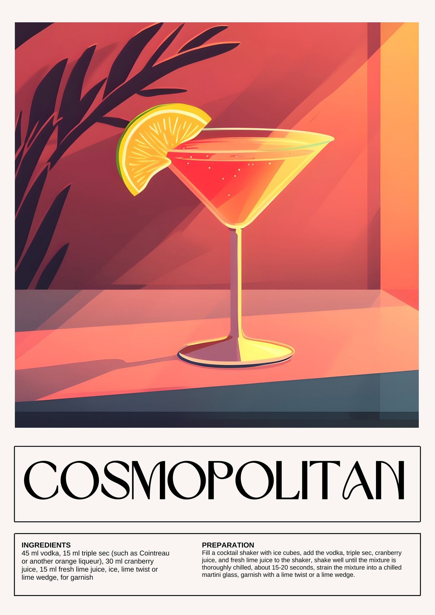 Cosmopolitan | Cocktail metal poster artwork