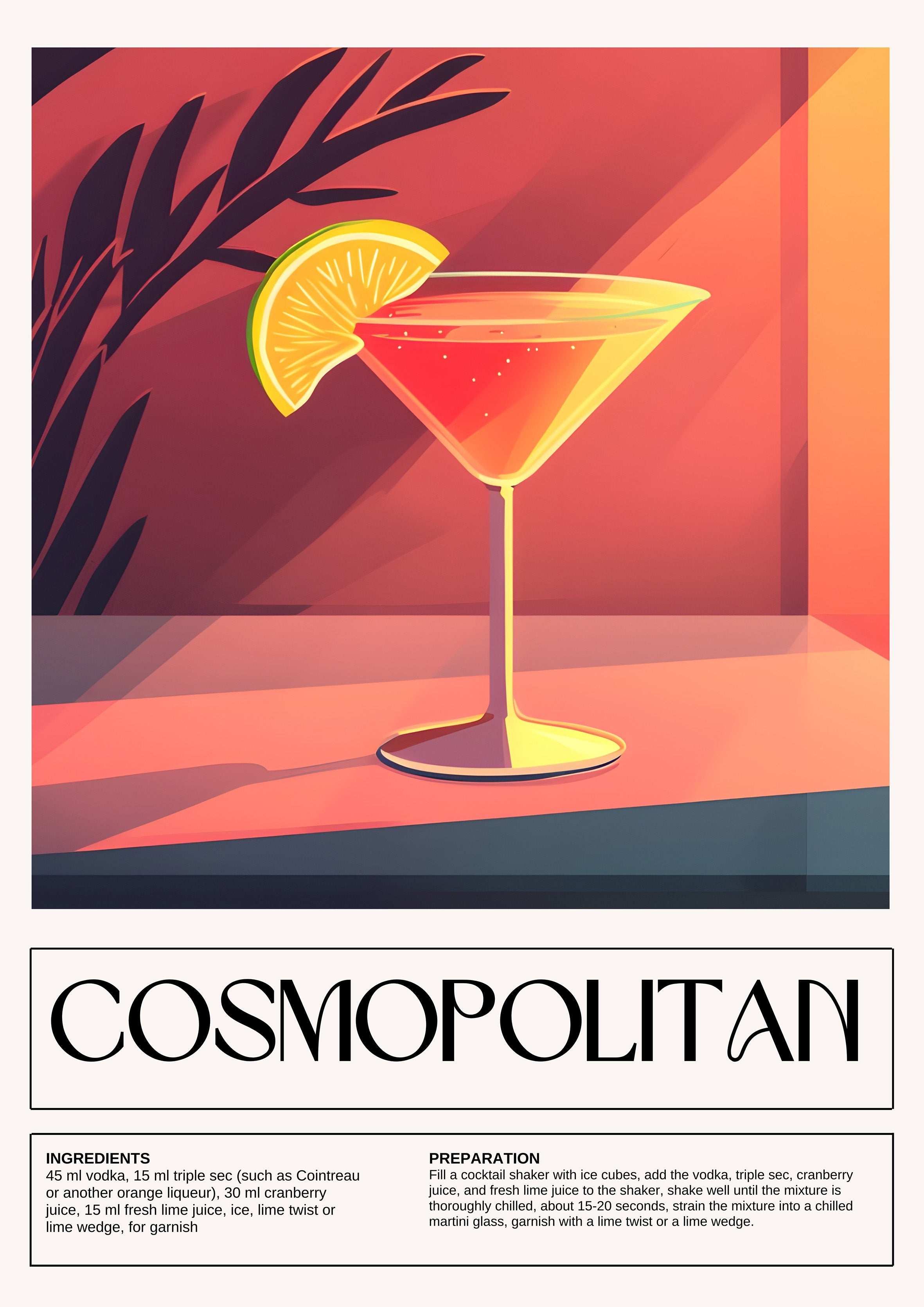 Cosmopolitan | Cocktail metal poster artwork