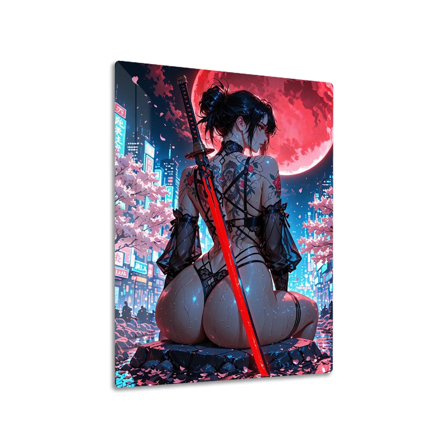 Cyberpunk Samurai Woman metal poster