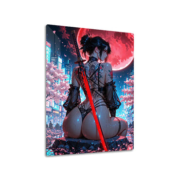 Cyberpunk Samurai Woman metal poster