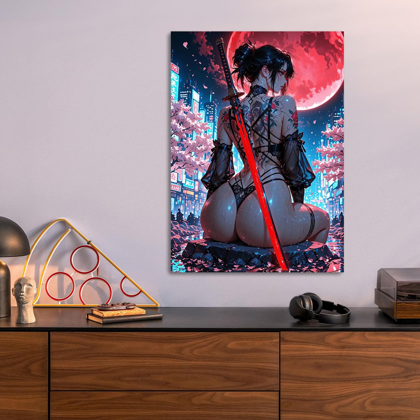 Cyberpunk Samurai Woman metal poster