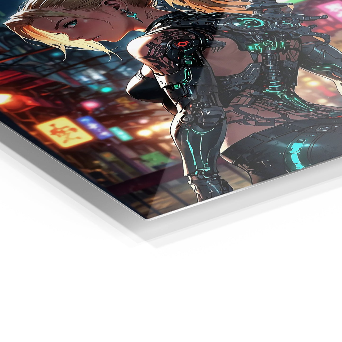 Cyberpunk Warrior metal wall art in a modern interior