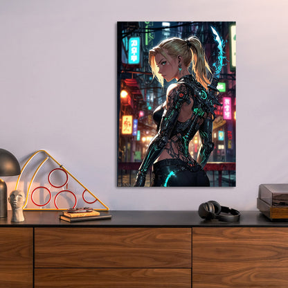 Cyberpunk Warrior metal poster size comparison