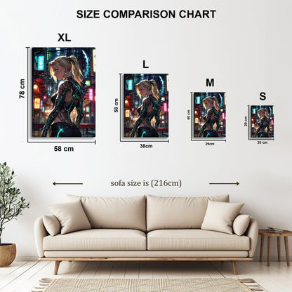 Cyberpunk Warrior metal wall art in styled room setting