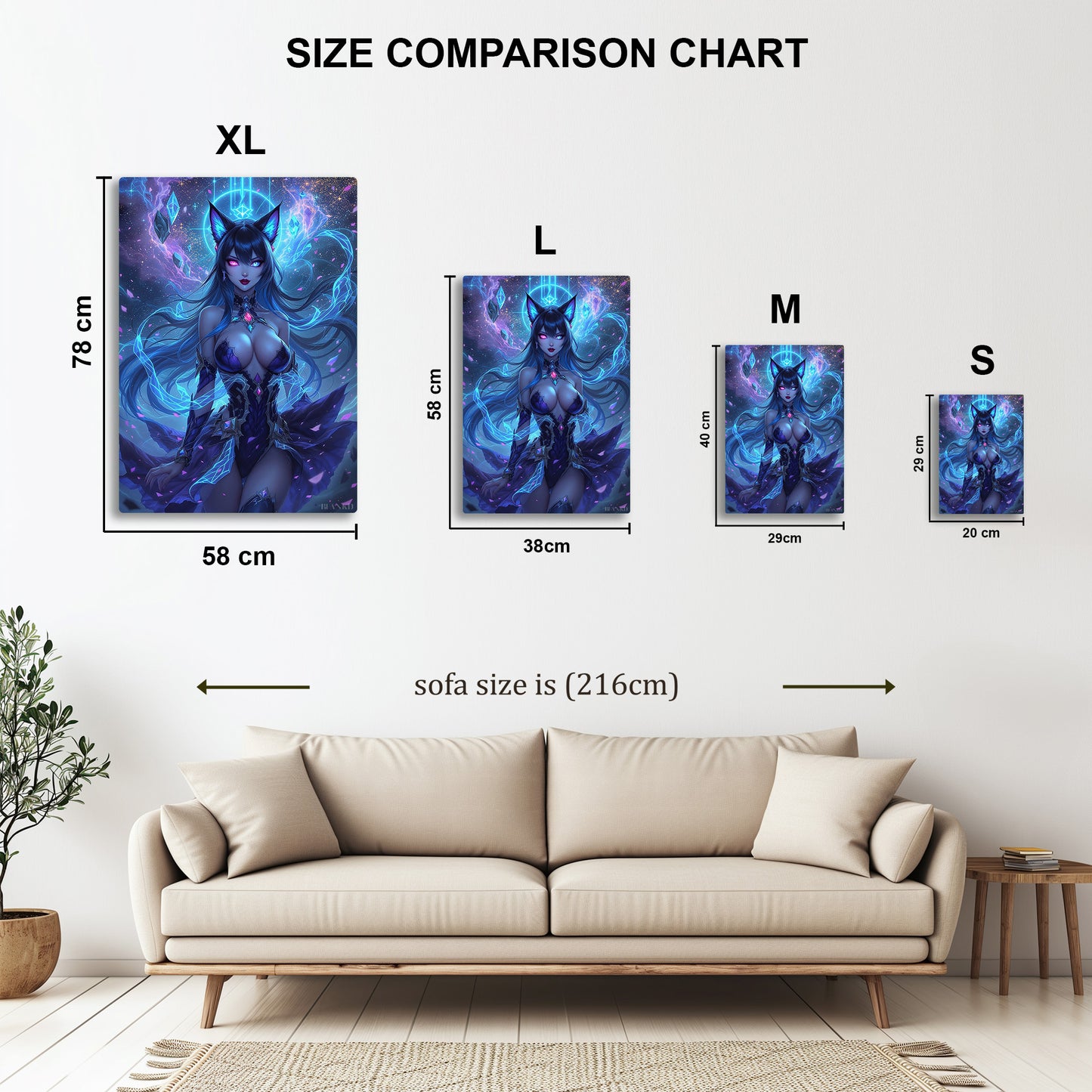 Dark Angel metal wall art in styled room setting