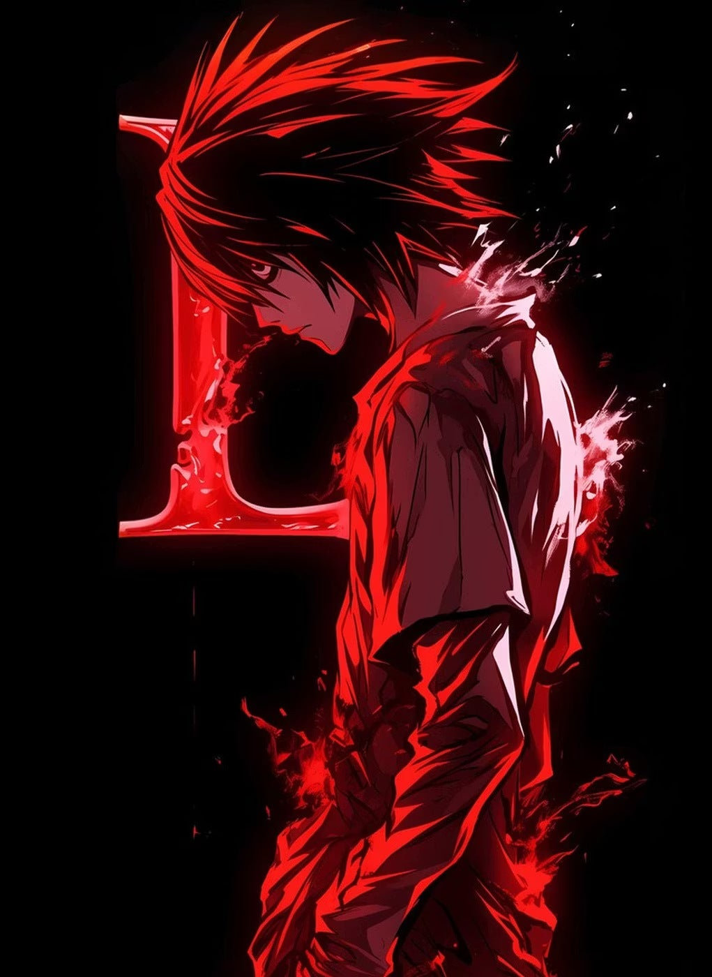 Death Note L Glowing metal poster artwork