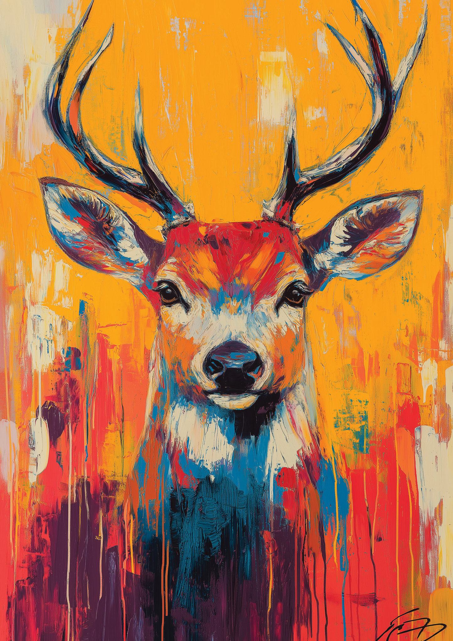 Deer Vibrant Colors metal poster artwork
