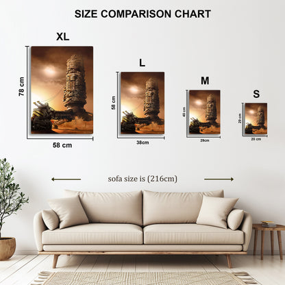 Desert Crawler City metal wall art in styled room setting