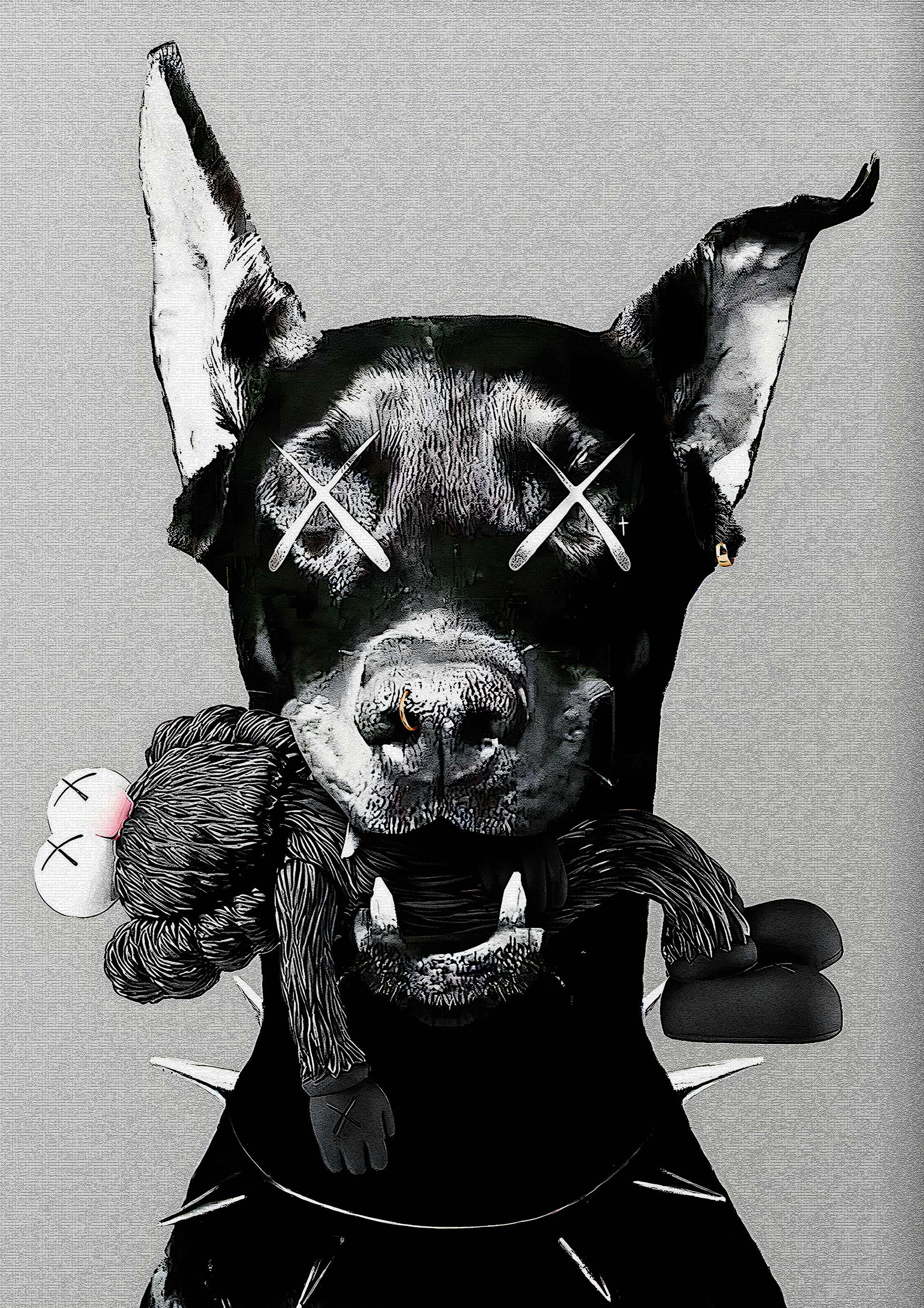 Doberman Kaws metal poster artwork